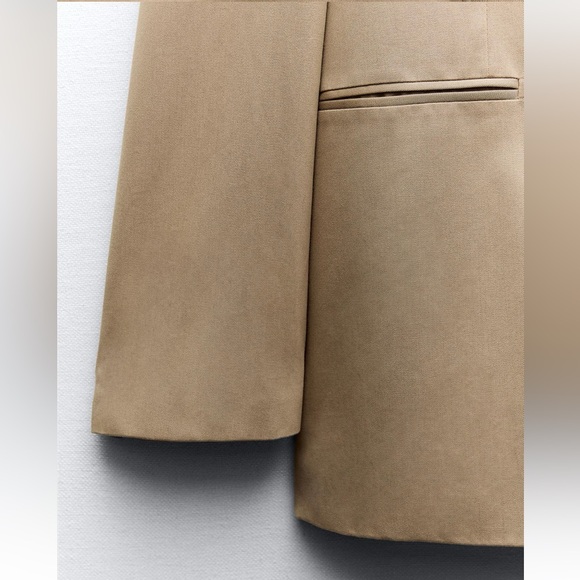 Zara Oversized Blazer Coat Taupe Brown Tan Camel Neutral double breast XS NWT - Picture 12 of 16